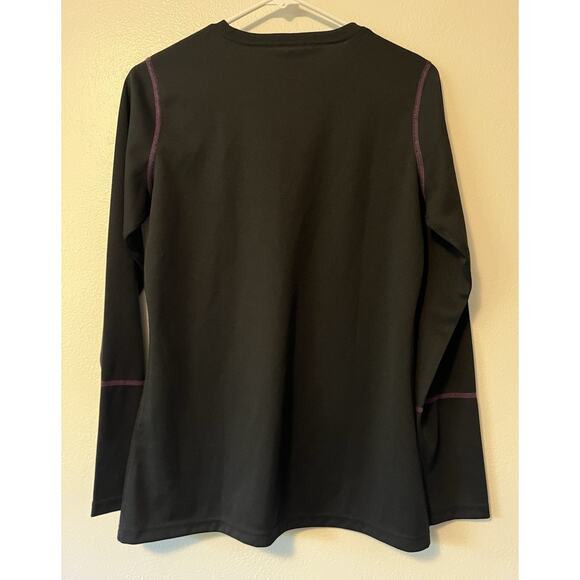 Cabela's Long Sleeve Layering Top Women’s Medium Solid Black Purple Crew Neck - Picture 4 of 10
